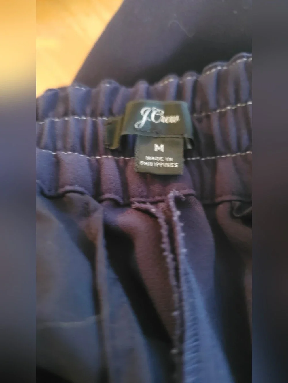 J. Crew Navy Blue Drawstring Elastic Waist Pants Size M Contrast Stitching Jogge